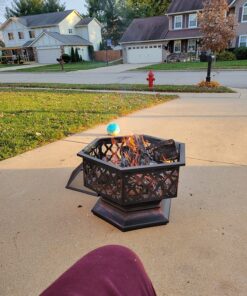 Best Choice Products Hex-Shaped 24in Steel Fire Pit, Black Metal Wood Burning Firepit, Portable Hexagon Fire Bowl for Outside, Patio, Backyard w/Flame-Retardant Mesh Lid 28 81sJ91n1OjL