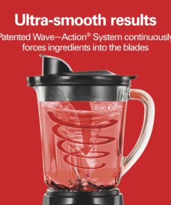 Hamilton Beach Power Elite Blender for Shakes and Smoothies with 3-Cup Vegetable Chopper Mini Food Processor, 40oz Glass Jar, 12 Functions for Puree, Ice Crush, Black and Stainless Steel (58149) 33 81sKUgRCPL