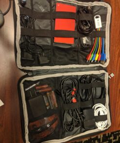 BUBM Double Layer Electronics Organizer, Travel Gadget Bag for Cables, Memory Cards, Flash Hard Drive and More, Fit for iPad or Tablet(up To 9.7")--Large, Dark Blue Large,2-layer 42 81sLzhSSE6L