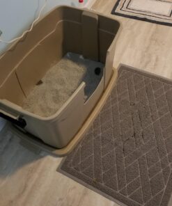 Pawkin Cat Litter Mat, Patented Design with Litter Lock Mesh, Extra Large, Durable, Easy to Clean, Soft, Fits Under Litter Box, Litter Free Floors, Gray X-Large (Pack of 1) 32 81sP8si2eFL