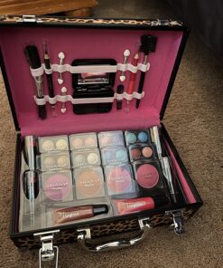 SHANY Carry All Makeup Train Case with Pro Makeup Set, Makeup Brushes, Lipsticks, Eye Shadows, Blushes, Powders, and more - Reusable Makeup Storage - Premium Gift Packaging - Leopard 45 81sPB7hi4PL