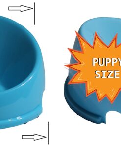Love "N" Creatures - Mess Free Pet Food Dish - Boxer, Bulldog, Pug Puppy Feeding Bowl - Best for Flat Faced Puppies - Slanted Medium Puppy Size, Color Blue 10 81sPHFbE9XL