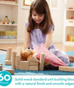 Melissa & Doug Standard Unit Solid-Wood Building Blocks With Wooden Storage Tray (60 pcs) - Classic Blocks For Toddlers Ages 3+ 32 81sPTPcCL