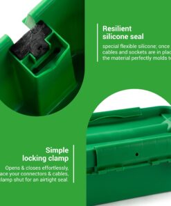 SOCKiTBOX – The Original Weatherproof Connection Box – Indoor & Outdoor Electrical Power Cord Enclosure for Timers, Extension Cables, Holiday Lights, Power Tools, Fountains & More – Size Small – Green 27 81sPZRZuVdL