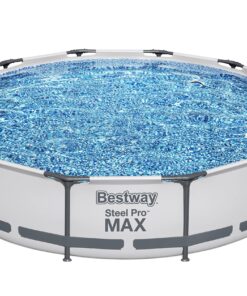 Bestway Steel Pro MAX 12 Foot x 30 Inch Round Metal Frame Above Ground Outdoor Backyard Swimming Pool Set with 330 GPH Filter Pump 12' x 30" 27 81sQ6QJf iL
