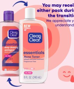 Clean & Clear Essentials Oil-Free Deep Cleaning Face Astringent with 2% Salicylic Acid Acne Medication for All Skin Types, Facial Astringent to Treat & Help Prevent Pimples, 8 fl. oz 17 81sRx03nbLL 2