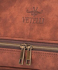 Vetell Classic Men's Leather Toiletry Bag and Dopp Kit with Upper and Lower Zippered Compartments, 2 Mesh Bottle Pouches, and Carrying Handle - The Best Gift for Men. 37 81sSUDBtsBL