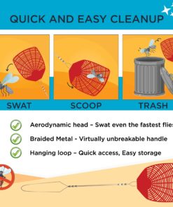 Bug & Fly Swatter – Braided Metal Handle 6 Pack Fly Swatters – Indoor/Outdoor – flyswatter 18 inch - Set of 6 17 81sVf kjNqL