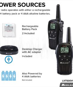 Midland - LXT500VP3, 22 Channel FRS Walkie Talkies with Channel Scan - Extended Range Two Way Radios, Silent Operation, Batteries Included (Pair Pack) (Black) Pair Pack - Black 24 81saXRkOAYL