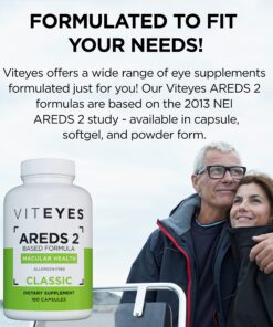 Viteyes AREDS 2 Eye Vitamins, Classic Macular Support, Allergen Free Capsules, with Natural Vitamin E, Vitamin C, Zinc, Copper, Lutein & Zeaxanthin, Eye Doctor Trusted, Manufactured in The USA, 180 Ct 180 Count (Pack of 1) 10 81sbukNGdKL