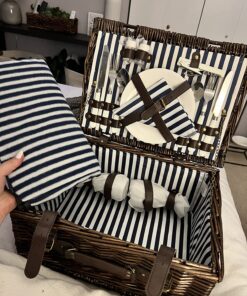 Wicker Picnic Basket for 2 with Waterproof Picnic Blanket, Picnic Set for 2 with Sand-Proof Beach Mat,Willow Hamper Service Gift Set for Camping and Outdoor Party Best Gift 15.4" For 2 60 81sejJ JC2L