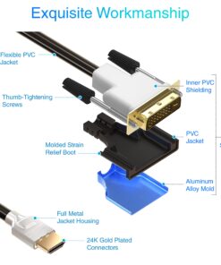 BlueRigger HDMI to DVI Cable (6FT, High-Speed, Bi-Directional Adapter Male to Male, DVI-D 24+1, 1080p, Aluminum Shell) - Compatible with Raspberry Pi, Roku, Xbox One, PS5/PS4/PS3, Graphics Card 6FT 30 81senTyQktS