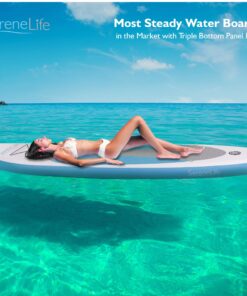 SereneLife Inflatable Stand Up Paddle Board (6 Inches Thick) with Premium SUP Accessories & Carry Bag | Wide Stance, Bottom Fin for Paddling, Surf Control, Non-Slip Deck | Youth & Adult Standing Boat Marine Blue 37 81seww2YDpL