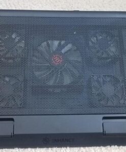 ENHANCE Gaming Laptop Cooling Pad Stand with LED Cooler Fans , Adjustable Height , & Dual USB Port for 17 inch Laptops - 5 Ultra Quiet High Performance Fans 2630 RPM & Built-In Bumpers - Red 41 81sh4NTdDOL