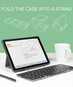 Plugable Foldable Bluetooth Keyboard Compatible with iPad, iPhones, Android, and Windows, Full-Size Multi-Device Keyboard, Wireless and Portable with Included Stand for iPad/iPhone (11.5 inches) 35 81sjWURNuyL