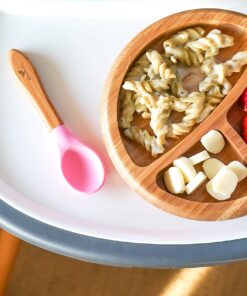 Avanchy Baby Plates Divided Bamboo with Suction for Babies Kids Toddler Food with Silicone Spoon for Feeding (Magenta) Magenta 29 81skSaI9MrL