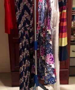 Household Essentials 5009-1 Collapsible Portable Indoor Tripod Clothes Drying Rack for Hanging Laundry | Silver and Blue Medium 36 81slG1LhRUL