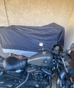 XYZCTEM All Season Black Waterproof Sun Motorcycle Cover,Fits up to 116" Motors (XXX Large & Lockholes) 116" Black & Silver 33 81smoutoLEL 2