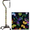 NOVA Designer Quad Cane, Lightweight Four Legged Cane with Soft Grip Handle, Height (for Users 4’11” - 6’4”) & Left or Right Adjustable, Butterflies Design 15 81snk54i9OL