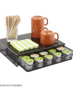 Alternative view of Safco Products Coffee and Sugar Organizer 3274BL Hospitality Tray, Home, Office, & Hotel, 1 Drawer, Black, 12"W x 11"D x 3 ¼"H Coffee Drawer