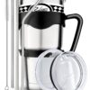 Travel Mug 30 Oz. Stainless Steel Tumbler -Removable Handle | Sliding & Regular Lid, 3 Straws & Cleaning Brush | Double Wall Vacuum Insulated Rambler Suitable For Coffee Hot & Cold Drinks By Ziloes 12 81stl7Og7JL