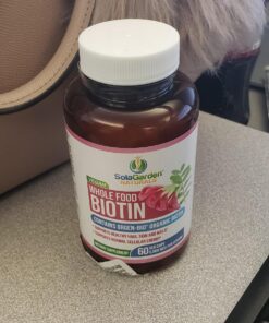 Whole Food Biotin Supplement - Contains Certified Organic Plant Based Biotin from Sesbania Agati Trees - by SolaGarden Naturals. May Support Hair, Skin and Nails. 60 Non GMO Veggie Capsules. 25 81svNbk7m2L