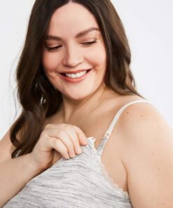 Motherhood Maternity Women's Lace Trim Nursing Fashion Nightgown 2X Grey Space Dye 4 81sxTIaET9L