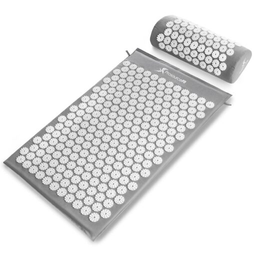 ProsourceFit Acupressure Mat and Pillow Set for Back/Neck Pain Relief and Muscle Relaxation Gray/White