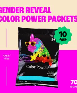 Chameleon Colors Gender Reveal Powder Set - 10 Individual Easy-Open Bags - 5 Bags of Blue and 5 Pink Color Chalk Powder for Photography, Baby Boy or Girl Gender Reveal and More - 10 Pack of 70g Bags Blue and Pink 17 81t IT6D8qL