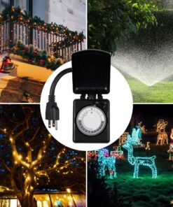 BN-LINK Compact Outdoor Mechanical 24 Hour Programmable Dual Outlet Timer - Plugin timer, Waterproof, Heavy Duty Dial 30 81t1wf3 8ML