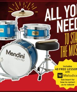 Alternative view of Mendini By Cecilio Kids Drum Set - Junior Kit w/ 4 Drums (Bass, Tom, Snare, Cymbal), Drumsticks, Drum Throne - Beginner Drum Sets & Musical Instruments Sky Blue 13-inch