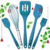StarPack Basic Silicone Cooking Kitchen Utensils Set (5 Piece) - Cooking Utensils Set with Heat Resistance up to 480°F - Large & Small Spatulas, Whisk & Basting Brush Silicone Utensils (Teal Blue) Basics (Heat Resistant 480°F) Teal Blue 18 81t3HJpQeuL
