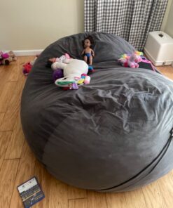 Amazon Basics Memory Foam Filled Bean Bag Lounger with Microfiber Cover, 6 ft, Grey, Solid 34 81t5EhyYCFL