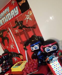 Amscan Action Packed Ninja Scene Setters Wall Decorating Kit, Red/Black, 59" x 65" 9 81t6rfZdfVL