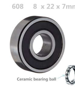 608 2RS 8mm ID, 22mm OD, 7mm Width, Si3N4 Hybrid Ceramic Ball Bearing Rubber Sealed ABBOTT