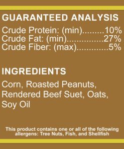 C&S Peanut Delight No Melt Suet Dough, 12/pack 11.75 Ounces Peanut 12-Pack 34 81t7dAZ6WiL 2
