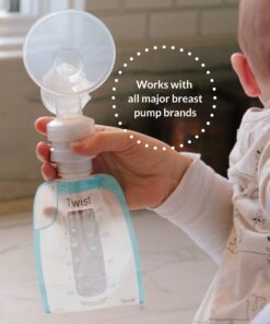 Kiinde Twist Pouch Direct-Pump Direct-Feed Twist Cap Breast Milk Storage Bag for Pumping, Freezing, Heating and Feeding, Pre-Sterilized, Breast Feeding Essentials, 8 Ounce, Pack of 40 8oz 8 Ounce (Pack of 40) 26 81t9xivoRhL