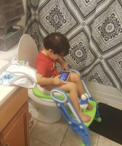 Potty Training Toilet Seat with Step Stool Ladder for Boys and Girls Baby Toddler Kid Children Toilet Training Seat Chair with Handles Padded Seat Non-Slip Wide Step (Blue Green) Blue+Green 72 81tC18Z4r5L