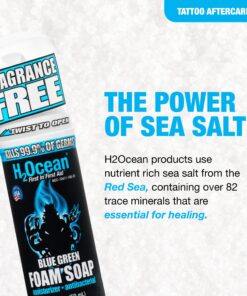 H2Ocean Blue Green Foam Soap - Tattoo Foam Antibacterial Soap for Tattoo Aftercare - Tattoo Care with Aloe Vera - Travel-Size Tattoo Moisturizer Soap - 1.7 oz 19 81tCc gn9TL
