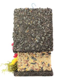 Handmade Edible Birdhouse- Tall Dark- Unique Reseedable Bird Feeder Wooden Birdhouse Covered w/Birdseed- Made in The USA Dark Roof 18 81tCqaM8RJL