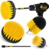 Holikme 4Pack Drill Brush Power Scrubber Cleaning Brush Extended Long Attachment Set All Purpose Scrub Brushes Kit for Grout, Floor, Tub, Shower, Tile, Bathroom and Kitchen Surface,Yellow Yellow 14 81tDjSyTGPL
