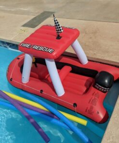 Swimline Fireboat Squirter Inflatable Pool Toy Red/White, 60 X 33 X 32" Fireboat Pool Squirter (Red) 17 81tDliNzHXL