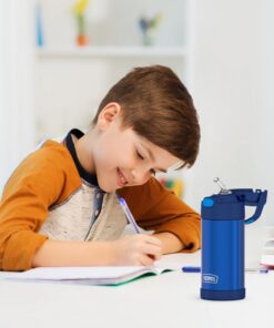 THERMOS FUNTAINER 12 Ounce Stainless Steel Vacuum Insulated Kids Straw Bottle, Blue Solid Color 30 81tE6bQj5aL