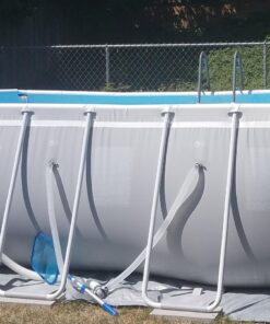 Intex 26795EH Prism Frame 16.5ft x 9ft x 48in Outdoor Above Ground Oval Swimming Pool Set with Filter Pump, Pool Cover and Ladder, Gray 16.5ft x 9ft x 48in / Oval 48 81tE8WbyjhL