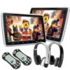 XTRONS® 2x 10.1 Inch HD Digital Screen Twins Car Headrest DVD Player Ultra-thin Detachable Touch Button HDMI Port with One Pair of Children IR Headphones (Blue & Pink) HD101x2+DWH003+DWH004 56 81tENANueJL