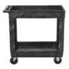 Rubbermaid Commercial Products 2-Shelf Service/Utility Cart with Wheels, 300-Pound Capacity, Black, Lipped Shelves with Handle, Use in School/Restaurant/Warehouse/Manufacturing Small