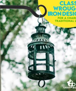 Gray Bunny 2 Pack Outdoor Plant Hanger Hook, 6” Hand Forged Straight Iron Wall Hooks for Bird Feeders, Lanterns, Wind Chimes, Patio Decor - Black 20 81tGISX04L