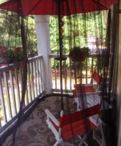 Patio Umbrella Mosquito Netting - Polyester Mesh Screen with Zipper Opening and Water Tube at Base to Hold in Place - Helps Protect from Mosquitoes - Fits 9FT Umbrellas and Patio Tables - Black 47 81tGgTPNUUL