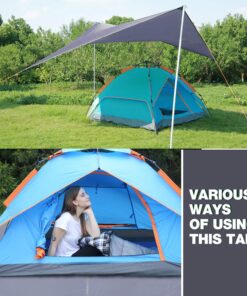 REDCAMP Large Waterproof Camping Tarp Lightweight, Multifunctional Insulated Tent Footprint for Camping Hiking Backpacking, Grey 106"x83" 106" x83" 14 81tKhdRZL