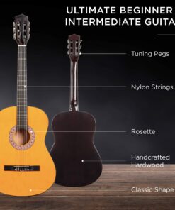 Best Choice Products 38in Beginner All Wood Acoustic Guitar Starter Kit w/Gig Bag, Digital Tuner, 6 Celluloid Picks, Nylon Strings, Capo, Cloth, Strap w/Pick Holder - Natural 23 81tKlRoB3iL